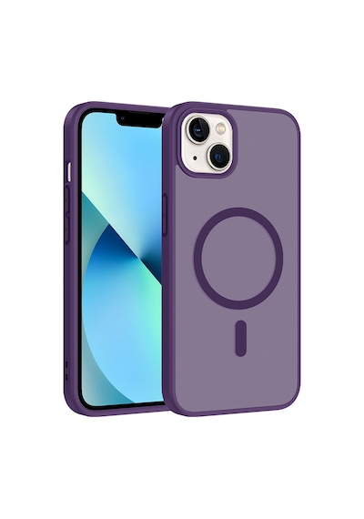 Rba Aksesuar Apple Uyumlu iPhone 14 Kılıf M-safe Şarj Özellikli Zore Babet Kapak - Derin Mor