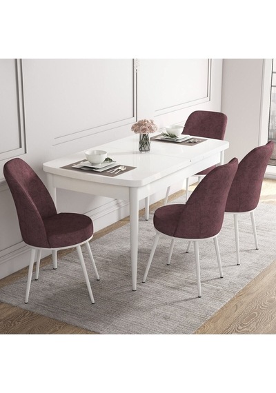 Canisa Concept Kor Serisi 70x114 Açılabilir Mutfak Masası Takımı Beyaz Masa 4 Gül Kurusu Sandalye Masa Beyaz Sandalyeler Gülkurusu Canisa Concept Kor Serisi 70x114 Açılabilir Mutfak Masası Takımı Beyaz Masa 4 Gül Kurusu Sandalye Masa Beyaz Sandalyeler Gülkurusu
