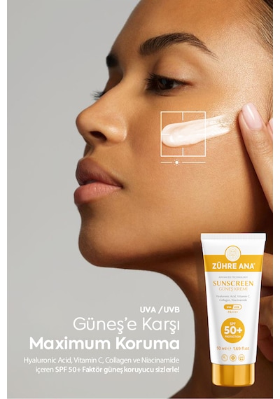 Zühre Ana Uva Uvb Leke Karşıtı Yüksek Koruma Ve Nemlendirici Etkili Güneş Kremi SPF50+ 50 ML