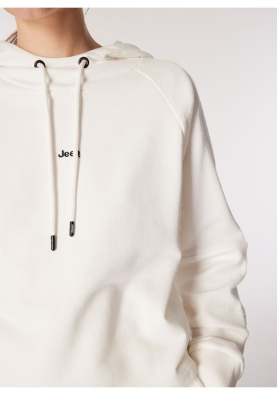 Jeep Ekru Kadın Kapüşonlu Loose Fit Blok Sweatshirt C4wl-swt4809