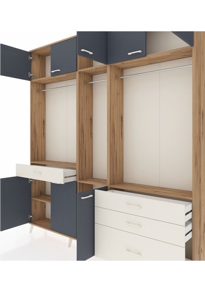 Arges Dolap 8 Raflı 4 Çekmeceli 3 Askılı 220x30x243 Çam-antrasit/aytaşı Antrasıt/aytası Arges Dolap 8 Raflı 4 Çekmeceli 3 Askılı 220x30x243 Çam-antrasit/aytaşı Antrasıt/aytası