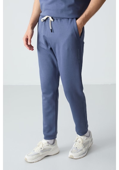 Tommy Life Petrol Pamuklu Kalın Yumuşak Dokulu Oversize Fit Basic Erkek Eşofman Takım - 85261 Petrol