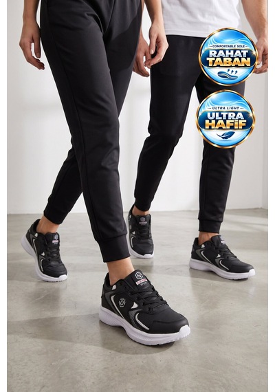 X-step Bağcıklı Hafif Rahat Siyah-beyaz Unisex Yürüyüş Ve Spor Ayakkabı Sneaker 2032 G Siyah - Beyaz