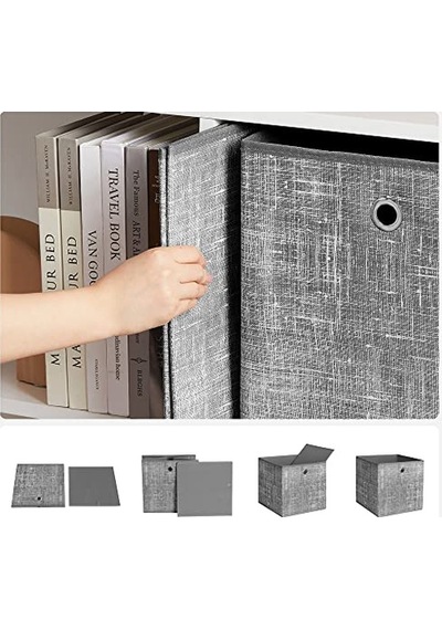 Saklama Kutusu, 6'li Set, Dokunmamış Kumaştan Yapılmış Saplı Düzenleme Kutuları, Katlanır Kutu, Giysi Saklama, Çok Renkli