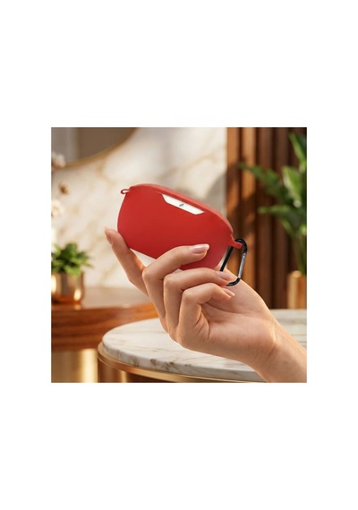 Caseonn Jbl Vibe Buds 2 Kılıf Askı Aparatlı Mat Silikon Kırmızı