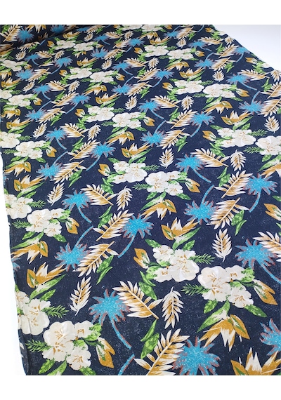 Lacivert Üzeri Yeşil Haki Hardal Bej Mavi Çiçek Desenli Pamuk Vual Kumaş Gömleklik & Elbiselik En: 150cm-12600 Lacivert,yeşil,haki,hardal,bej,mavi