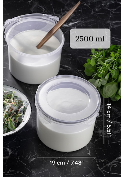 Meleni Home Vakum Kapaklı Yoğurt Kefir Mayalama Kabı Sızdırmaz Contalı Saklama Kabı 2.5 L