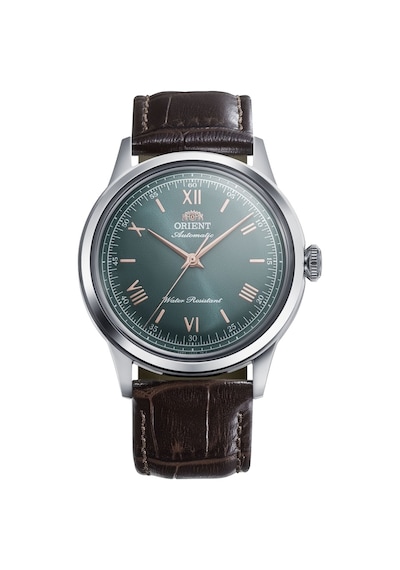 Orient Bambino Ra-bb0001e30b Kurmalı Otomatik Deri Kahverengi Yeşil Kadran 39 Mm Erkek Kol Saati Gri