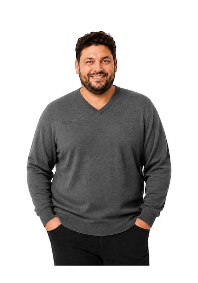 Battalmoda Erkek Büyük Beden Füme V Yaka Pamuklu Kazak 3xl-4xl-5xl-6xl