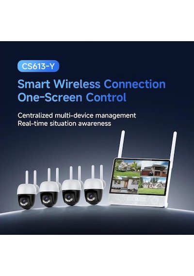 Vstarcam Cs613-y 4 Ptz Kameralı Lcd Ekranlı Sesli Kablosuz Wifi Kamera Seti
