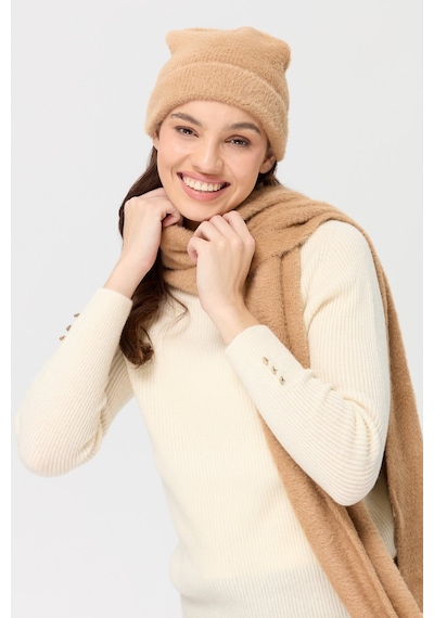 Desen Triko Kadın Triko Afrodit Bere Camel Camel