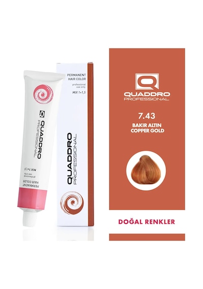 Quaddro Porfessıonel Saç Boyası 7.43 Bakır Altın 100 Ml