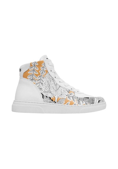 Kadın Vegan Deri Beyaz High Sneakers - There You Are Tasarım Çok Renkli