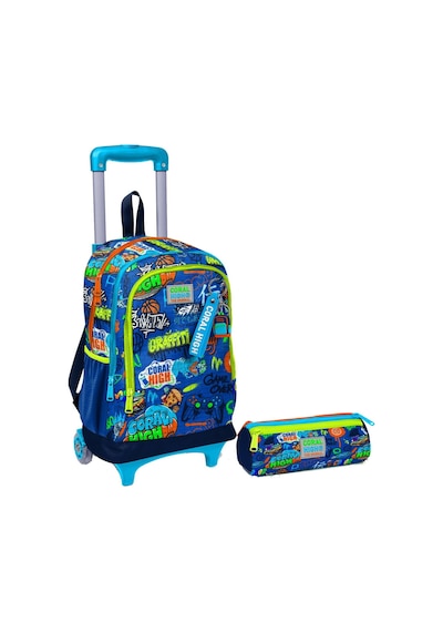 Coral High Saks Grafiti Işıklı Tekerlekli Çekçek Çanta Ve Kalemlik Seti - Erkek Çocuk