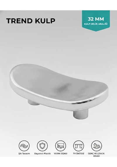 Lüks Trend Kulp Krom 32 Mm Mobiya Yatak Odası Tv Ünitesi Konsol Çocuk Ve Genç Odası Kulpu Siyah