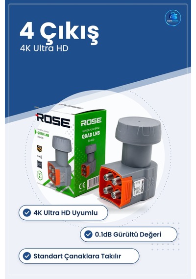 Universal Quad Lnb 4 Çıkışlı 4k Ultra Hd 0.1db Uydu Anteni Konver