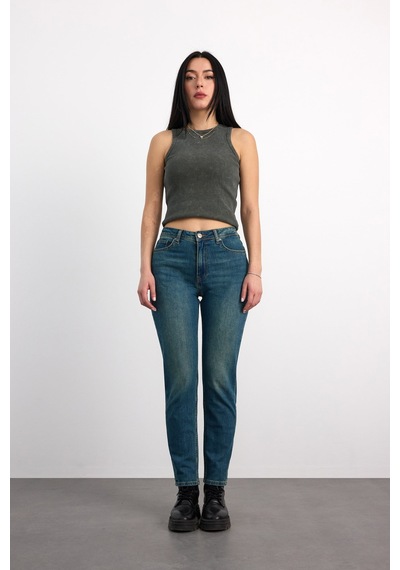 23030-73603 Kadın Mom Fit Hıgh Rıse Tapered Leg Denim Pantolon 23030-73603 Brown