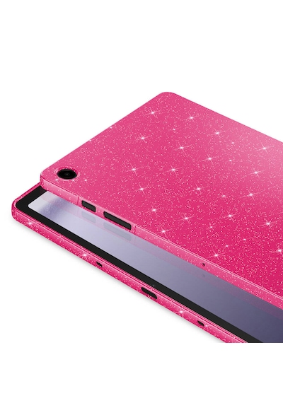 Samsung Galaxy Tab S10 Lite / S10 Fe / S9 Fe 10.9 Uyumlu Simli Parlak Koton Tablet Kılıf Standlı Koruyucu Kapak Koyu Pembe