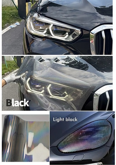 Hologram Açık Siyah Petek Desen Far Stop Filmi Far Folyosu Far Çizik Çizilme Engelleyici 100cmx30cm