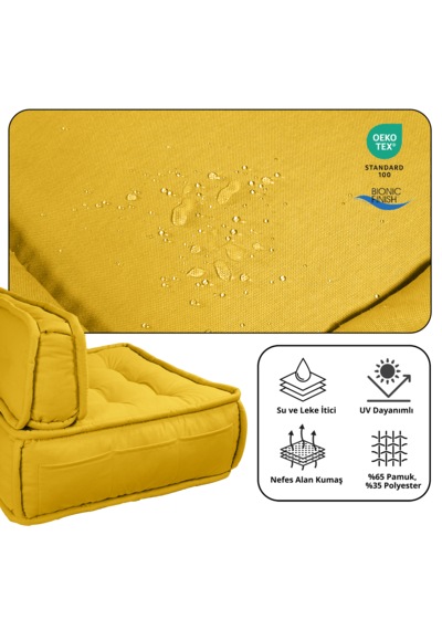 Xpermate Duoflex Sırtlı Minder İskandinav 80x80x30 Sarı