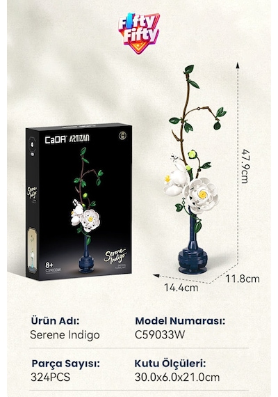 Cada Artizan Serisi Çivit Bitkisi C59033w Dekoratif Ve Koleksiyonluk Çiçek Modeli 324 Parça C59033w