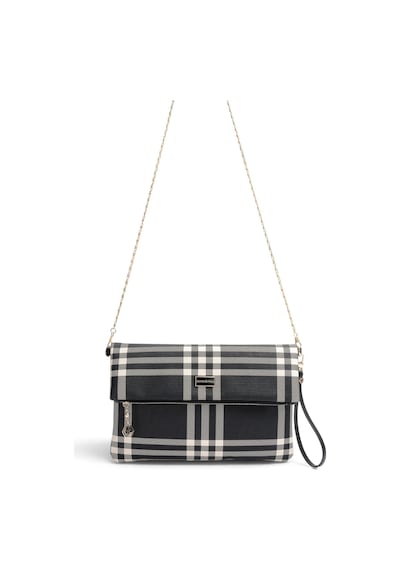 Silver Polo Siyah - Siyah Çizgili Ekose Kadın Portföy Ve Clutch El Çantası Sp1134
