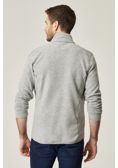 AC&Co / Altınyıldız Classics 4A5221100014GMJS Standart Fit Fermuarlı Bato Yaka Polar Erkek Ceket Gri