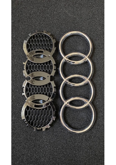Audi Uyumlu Ön Panjur Logosu Krom Gümüş Bal Peteği 28,5cm X 10cm
