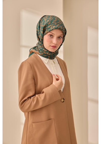 Silk Home Aura Eşarp 140005-13 Zümrüt Yeşili, Sütlü Kahve, Beyaz