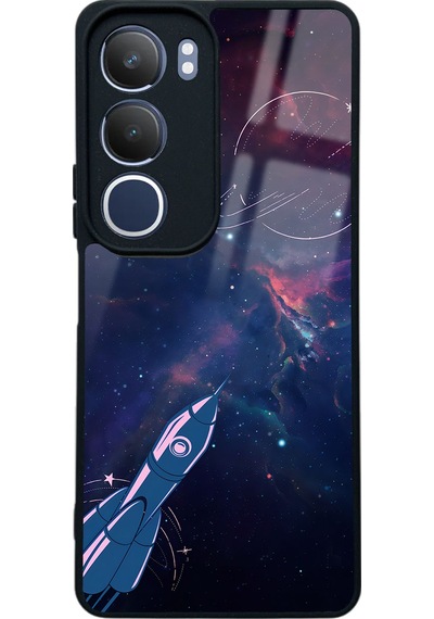 Vivo Y19s Space Rocket Tasarımlı Glossy Telefon Kılıfı Çok Renkli