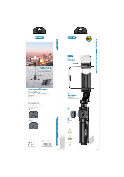 Go Des Gd-st67 Canlı Yayın Dolgu Işıklı Kumandalı 360 Derece Dönebilen Selfie Çubuğu Ve Tripod Siyah
