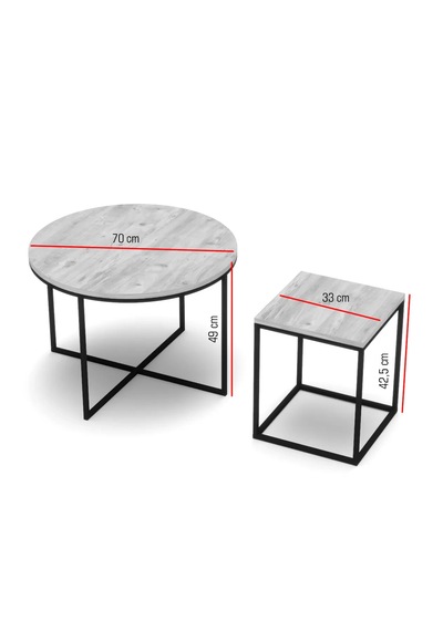 Reyo Falez Oval Lux 5'li Orta Ve Zigon Sehpa Seti Altın Beyaz
