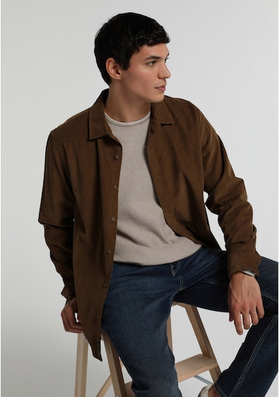 Colin's Colins Regular Fit Shirt Neck Düz Erkek Kahverengi Uzun Kol Gömlek Cl1083257 Q1.v2 Cml Camel