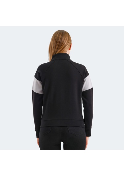 Slazenger VICTORY Kadın Fermuarlı Dik Yaka Cepli Siyah Sweatshirt