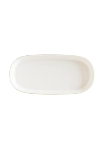 Retro Olive Hygge 12 Adet 21cm Yeşil Kenar Çizgili Porselen Oval