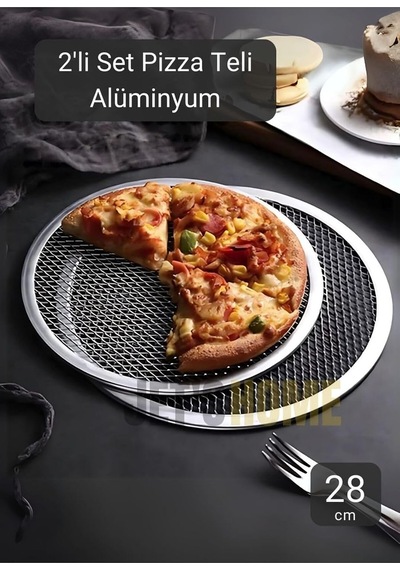 Tr 2li Set Pizza Tepsisi Alüminyum Pizza Teli Lahmacun Tepsisi 28 Cm Diğer