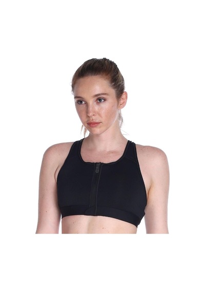 Swoosh Orta Destekli Dolgulu Önü Fermuarlı Kadın Spor Sütyeni Dd1205-010 Siyah