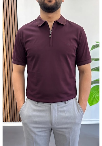 Erkek Pamuklu Soft Polo Yaka Tişört Bordo Edw500