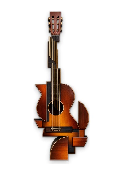 Geometrik Gitar - Metal Tablo - Dec0188 33 X 90 Cm Çok Renkli