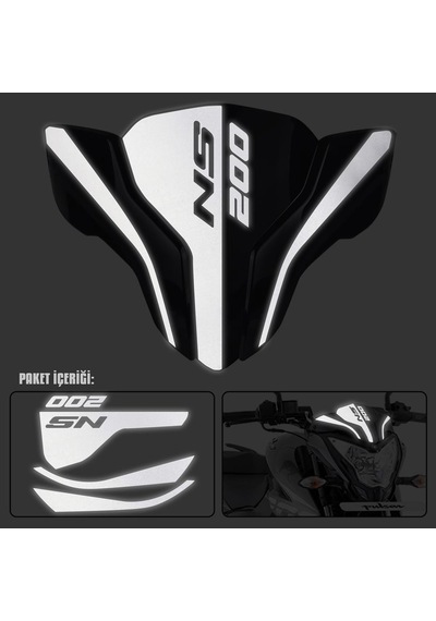 Pulsar Ns 200 Ön Cam Sticker Reflektif Beyaz 200 ns