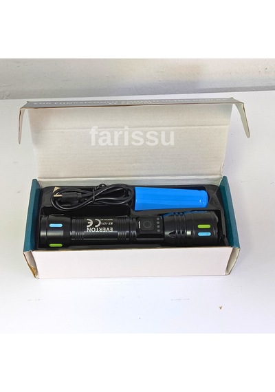 Rt-171 1000 Lümen 50w Şarjlı Led El Feneri 5 Modlu, Teleskopik Odaklamalı, Suya Dayanıklı Siyah