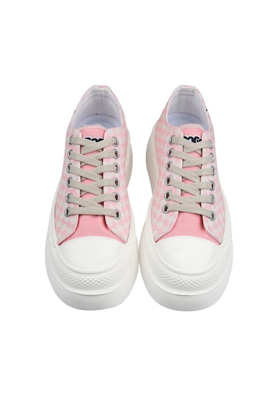 Kadın Vegan Beyaz Kalın Taban Sneakers - Big Steps Cat Tasarım Çok Renkli
