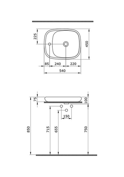 Bocchi Fenice Çanak Lavabo 54 cm Parlak Siyah 1489-005-0126