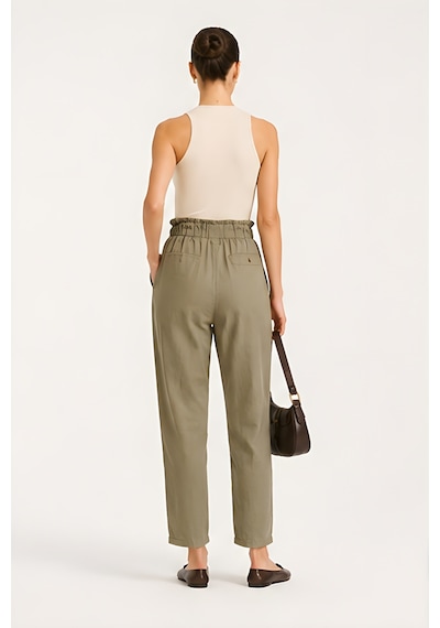 Lili Woman Kadın Premium Cep Kapaklı Gabardin Pantolon Relaxed Fit P.p006 Olive