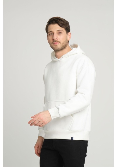 Alexandergardi Alexandergardı Kangru Cepli Kapişonlu Sweatshirt E23-00176 Beyaz