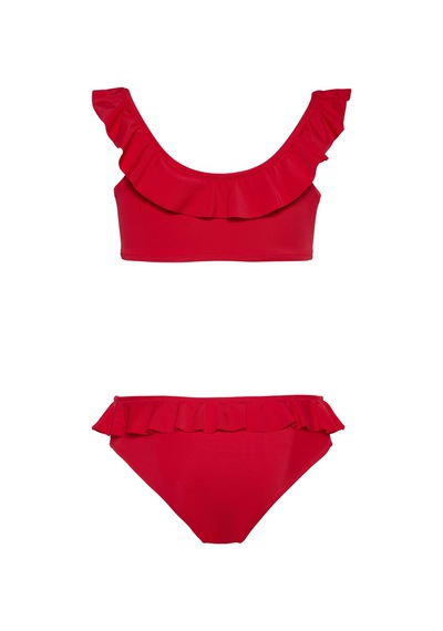 Toosalty Kız Çocuk Kırmızı Volanlı Bikini Takımı 25sg006st Kırmızı