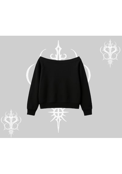 Beyaz Kayık Yaka Sweatshirt Why Are U Scared Siyah