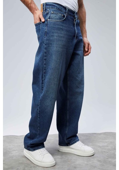 Cedy Denim Cedy Denım Yüksek Kalite Erkek Yüksek Bel Baggy Skater Jean Koyu Mavi