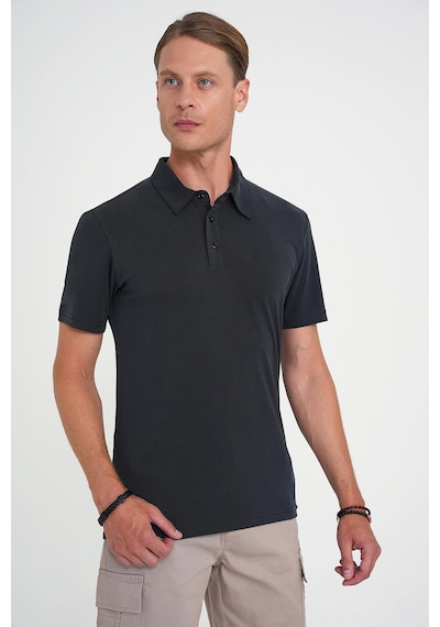 Efor Comfort Fit Polo Yaka Modal Karışım Kısa Kol Casual Siyah Tişört Ts 903 Siyah