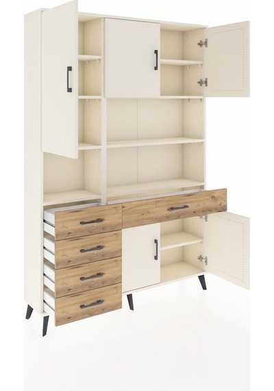 Arges Dolap 9 Raflı 5 Çekmeceli 5 Kapaklı 132x30x195 Aytaşı-aytaşı/çam Aytası/atlas Çam